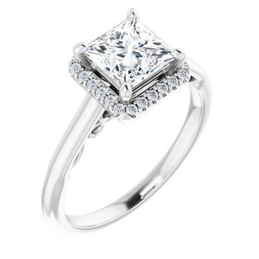 18K White Engagement Ring Mounting