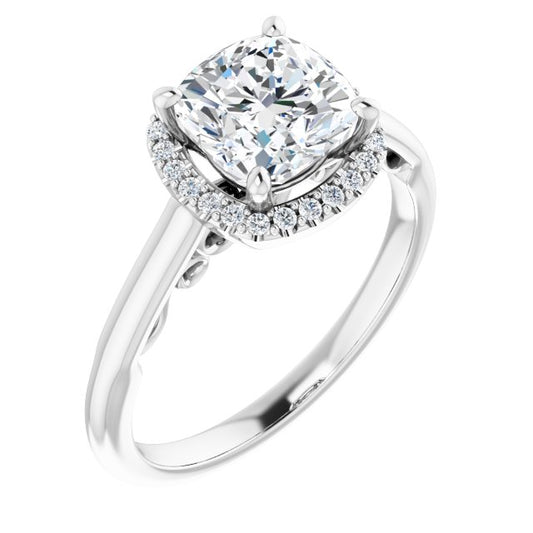 18K White Engagement Ring Mounting