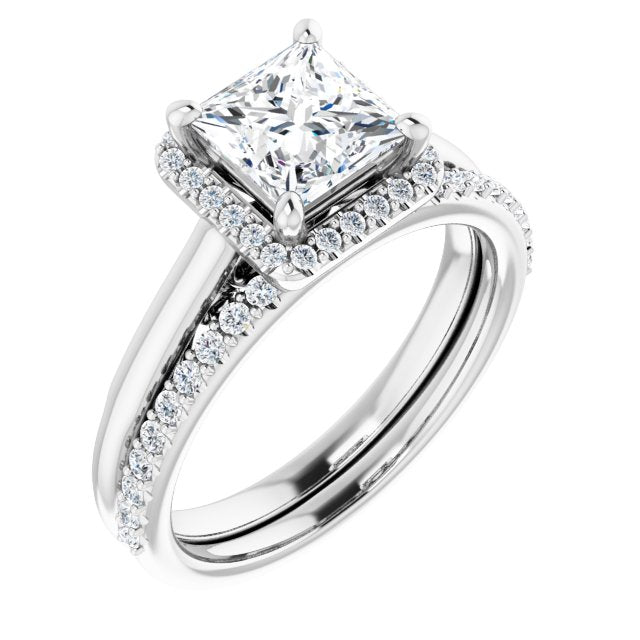 18K White Engagement Ring Mounting