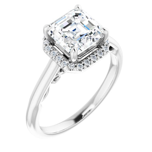 18K White Engagement Ring Mounting