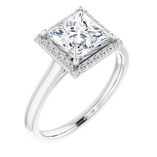18K White Engagement Ring Mounting
