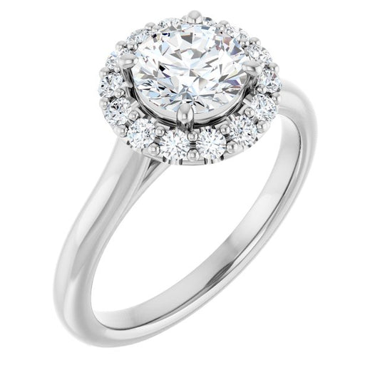 18K White Engagement Ring Mounting