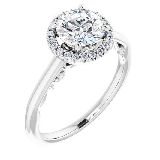 18K White Engagement Ring Mounting