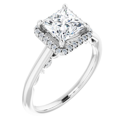 18K White Engagement Ring Mounting