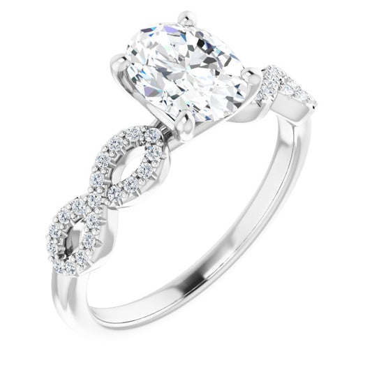 18K White Engagement Ring Mounting
