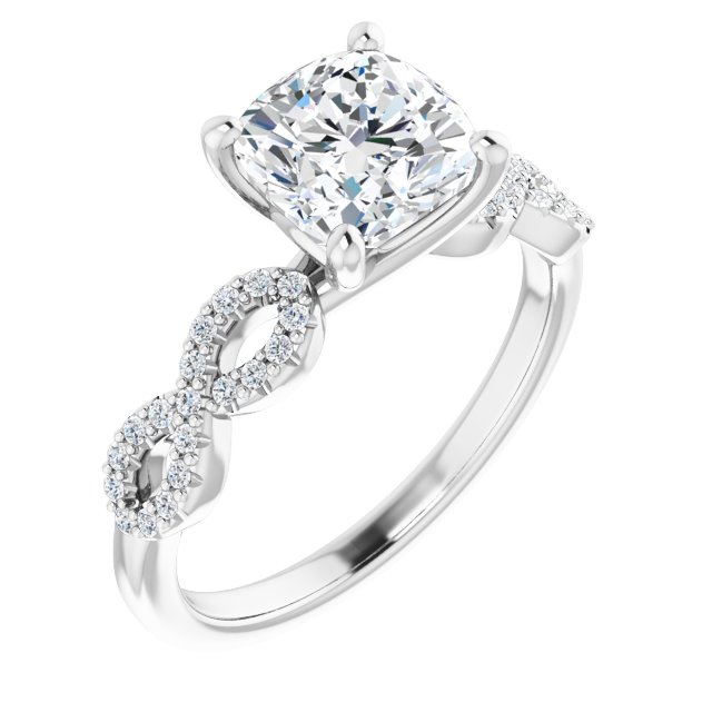 18K White Engagement Ring Mounting