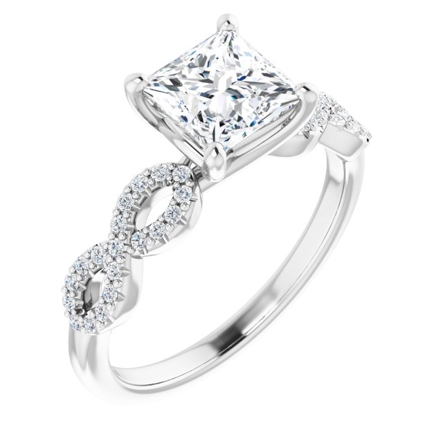 18K White Engagement Ring Mounting