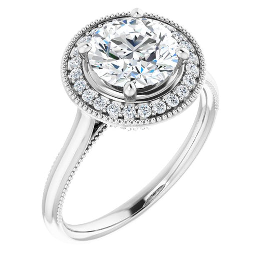 18K White Engagement Ring Mounting