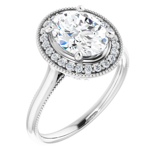 18K White Engagement Ring Mounting