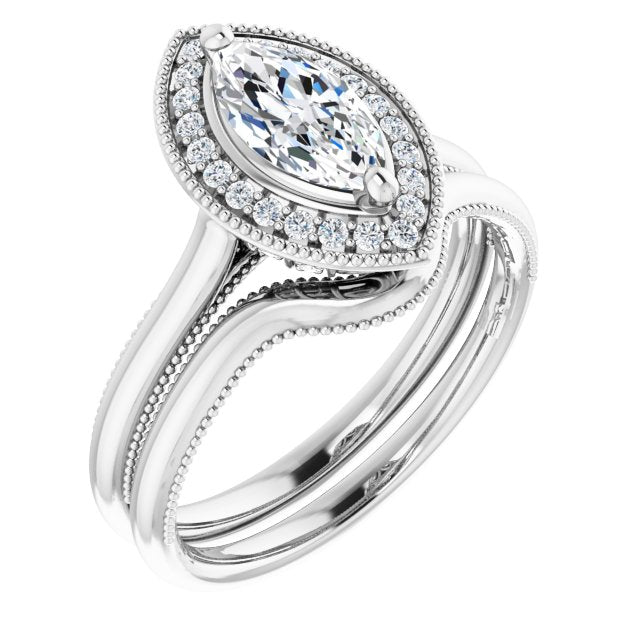 18K White Engagement Ring Mounting