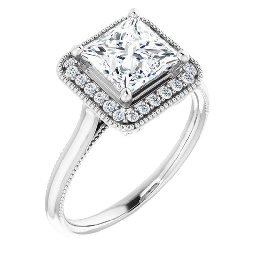 18K White Engagement Ring Mounting