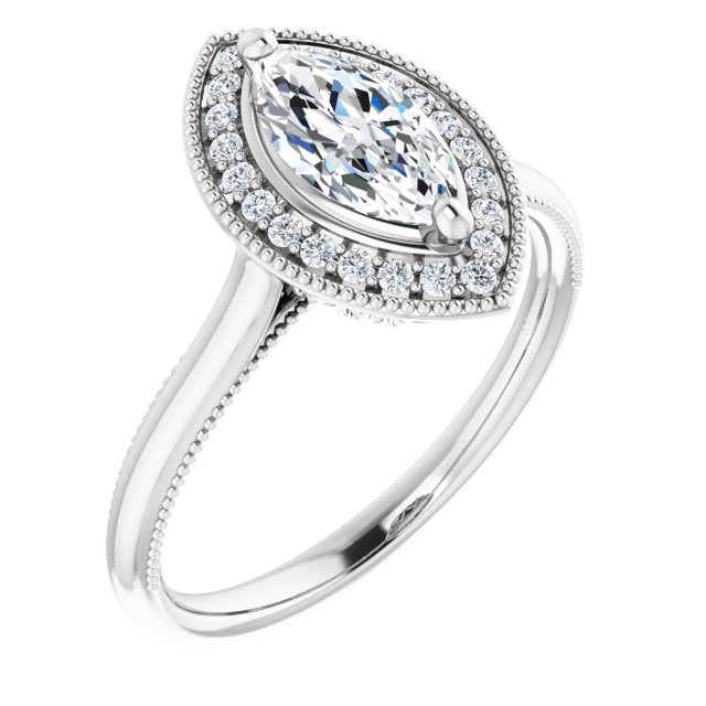 18K White Engagement Ring Mounting