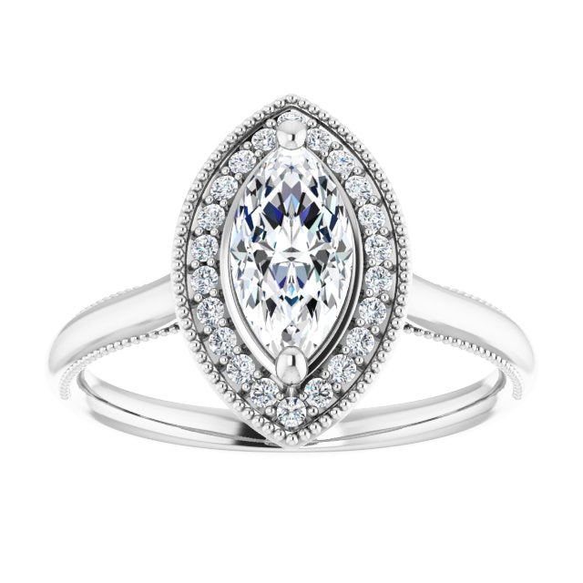 18K White Engagement Ring Mounting