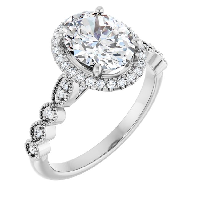 18K White Engagement Ring Mounting