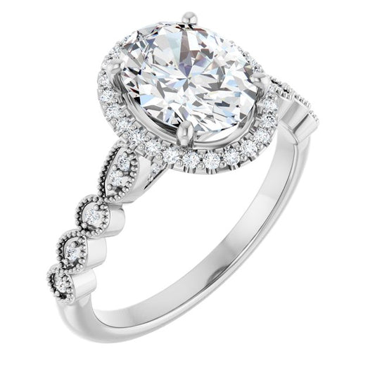 18K White Engagement Ring Mounting