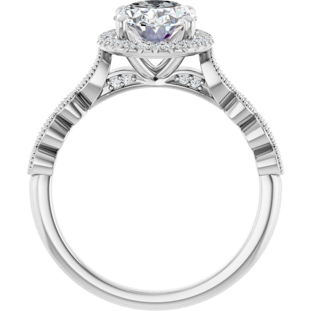 18K White Engagement Ring Mounting