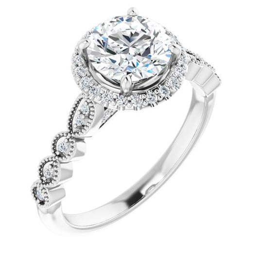 18K White Engagement Ring Mounting
