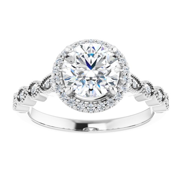 18K White Engagement Ring Mounting