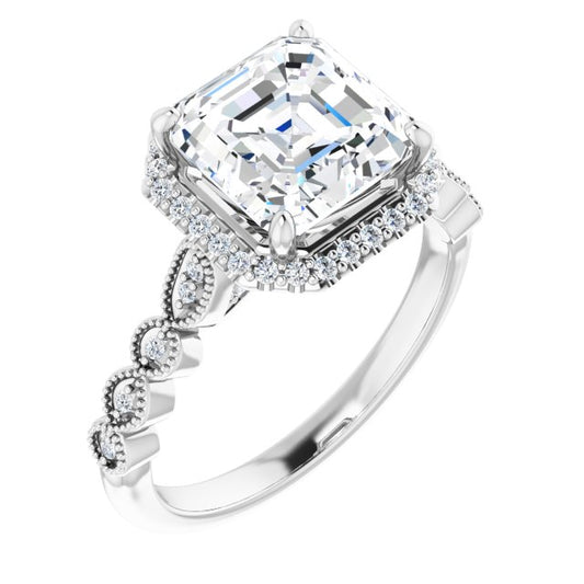 18K White Engagement Ring Mounting
