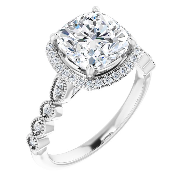 18K White Engagement Ring Mounting
