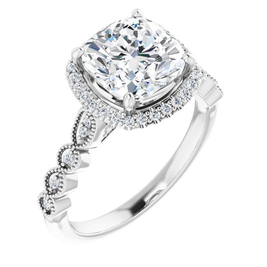18K White Engagement Ring Mounting