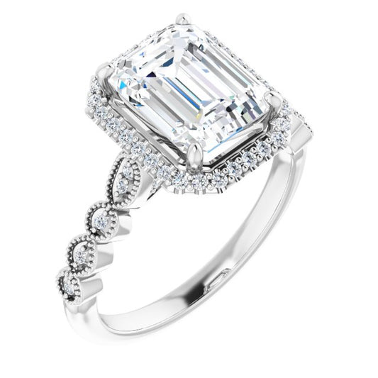 18K White Engagement Ring Mounting