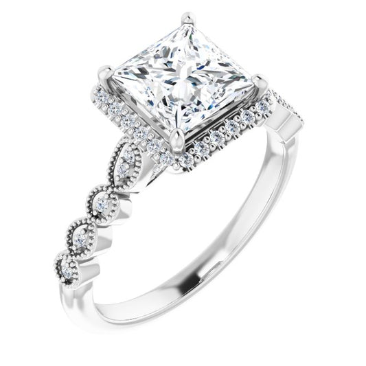 18K White Engagement Ring Mounting