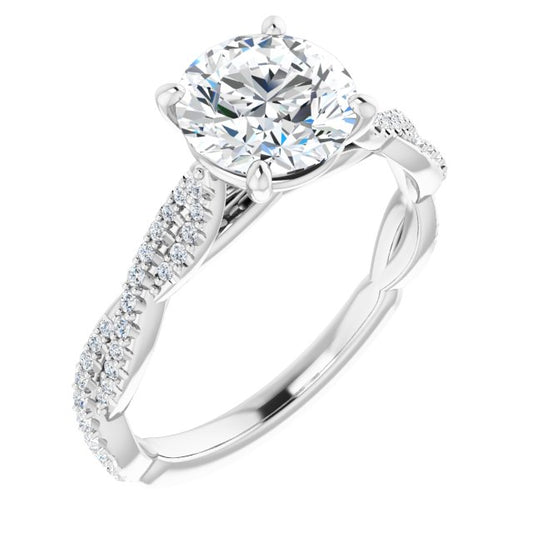 18K White Engagement Ring Mounting