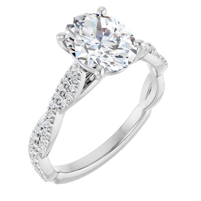 18K White Engagement Ring Mounting