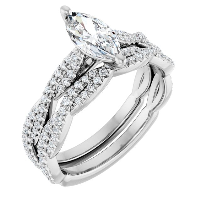 18K White Engagement Ring Mounting
