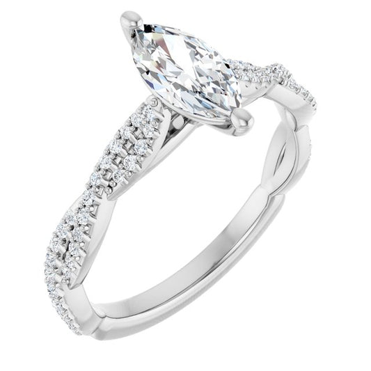 18K White Engagement Ring Mounting