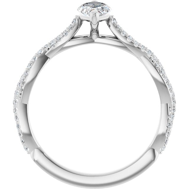 18K White Engagement Ring Mounting