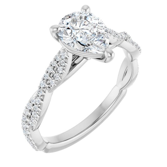 18K White Engagement Ring Mounting