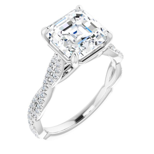 18K White Engagement Ring Mounting
