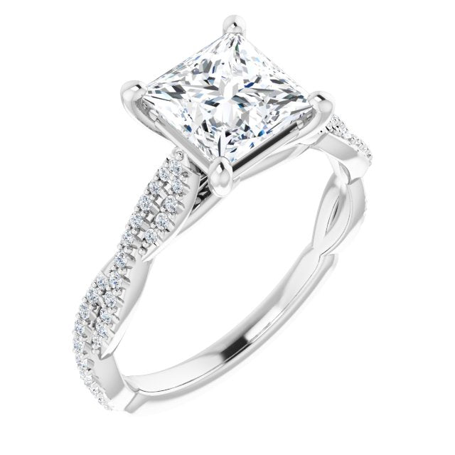 18K White Engagement Ring Mounting