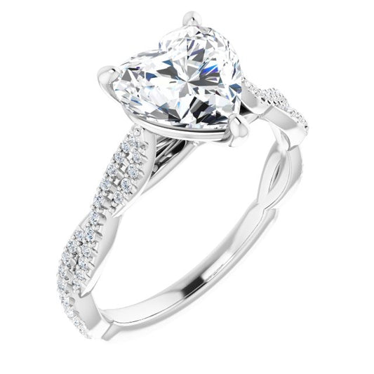 18K White Engagement Ring Mounting