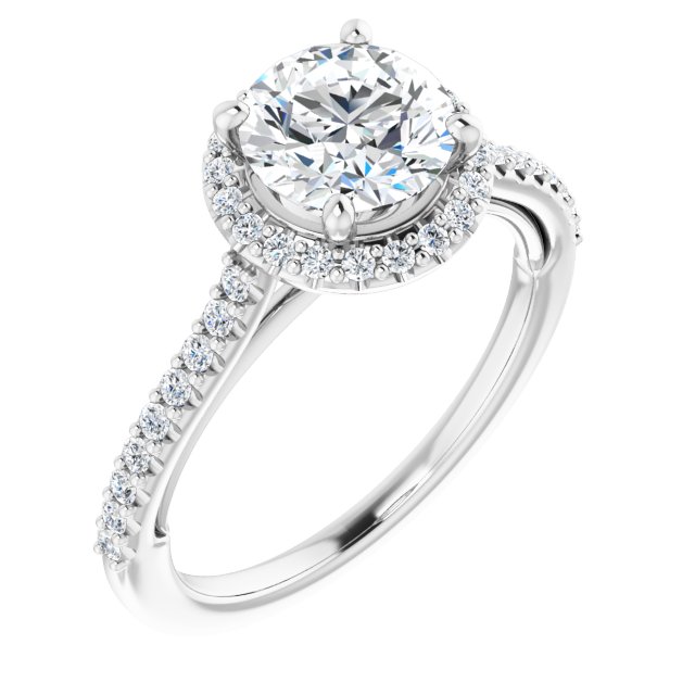 18K White Engagement Ring Mounting