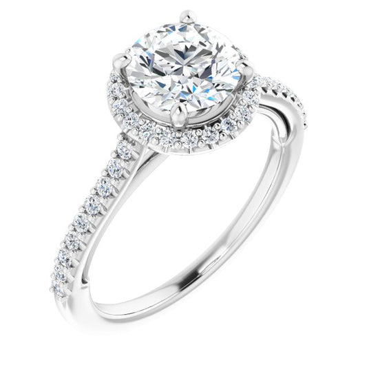 18K White Engagement Ring Mounting
