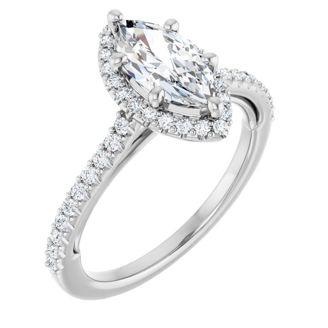 18K White Engagement Ring Mounting
