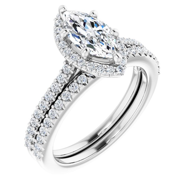 18K White Engagement Ring Mounting