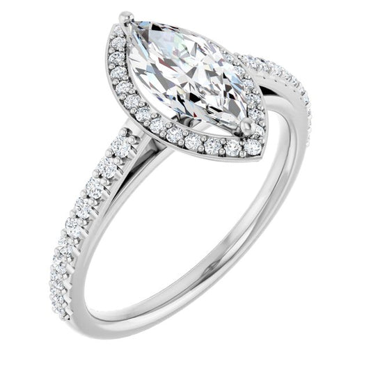 18K White Engagement Ring Mounting