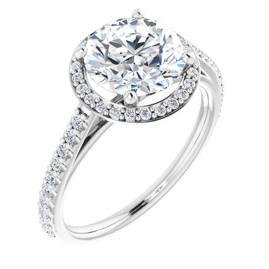 18K White Engagement Ring Mounting