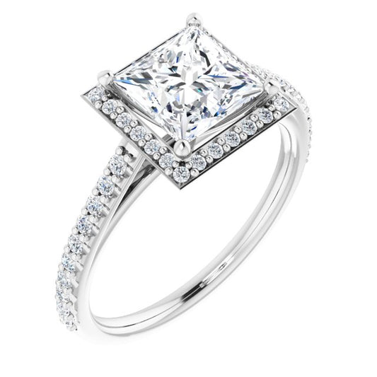 18K White Engagement Ring Mounting