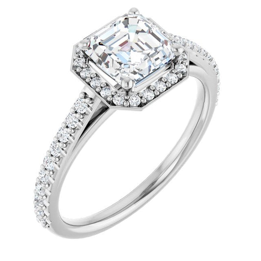18K White Engagement Ring Mounting