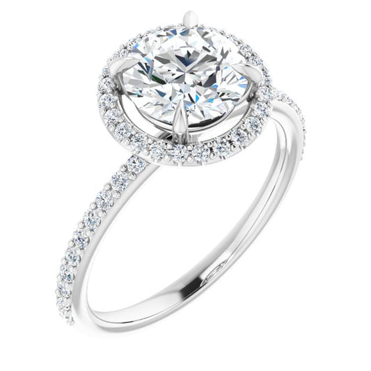 18K White Engagement Ring Mounting