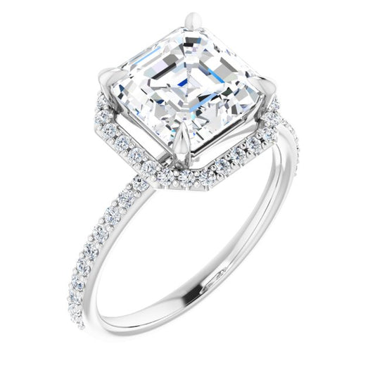 18K White Engagement Ring Mounting
