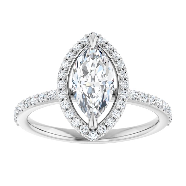 18K White Engagement Ring Mounting