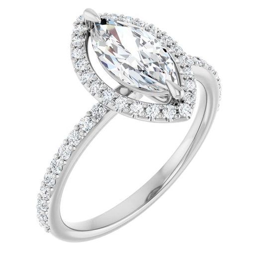 18K White Engagement Ring Mounting