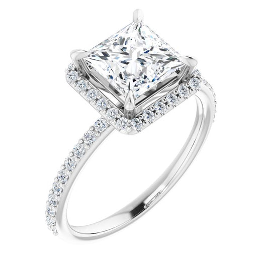 18K White Engagement Ring Mounting