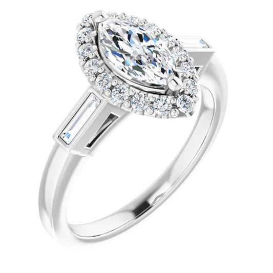 18K White Engagement Ring Mounting